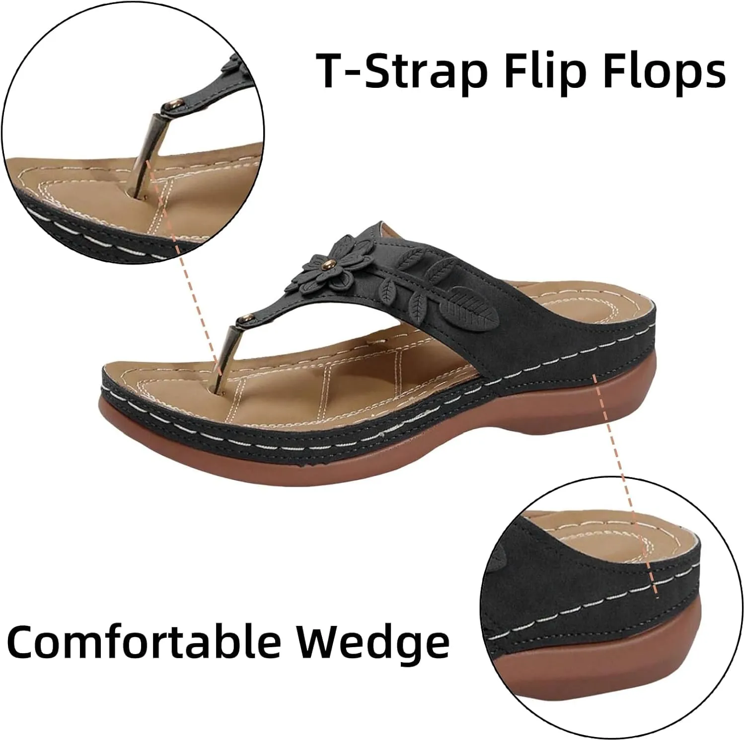 Womens Arch Support Soft Cushion Flip Flops Yoga Mat Comfortable Walking Thong Sandals Slip On Wedge Sandal Indoor Outdoor for Summer