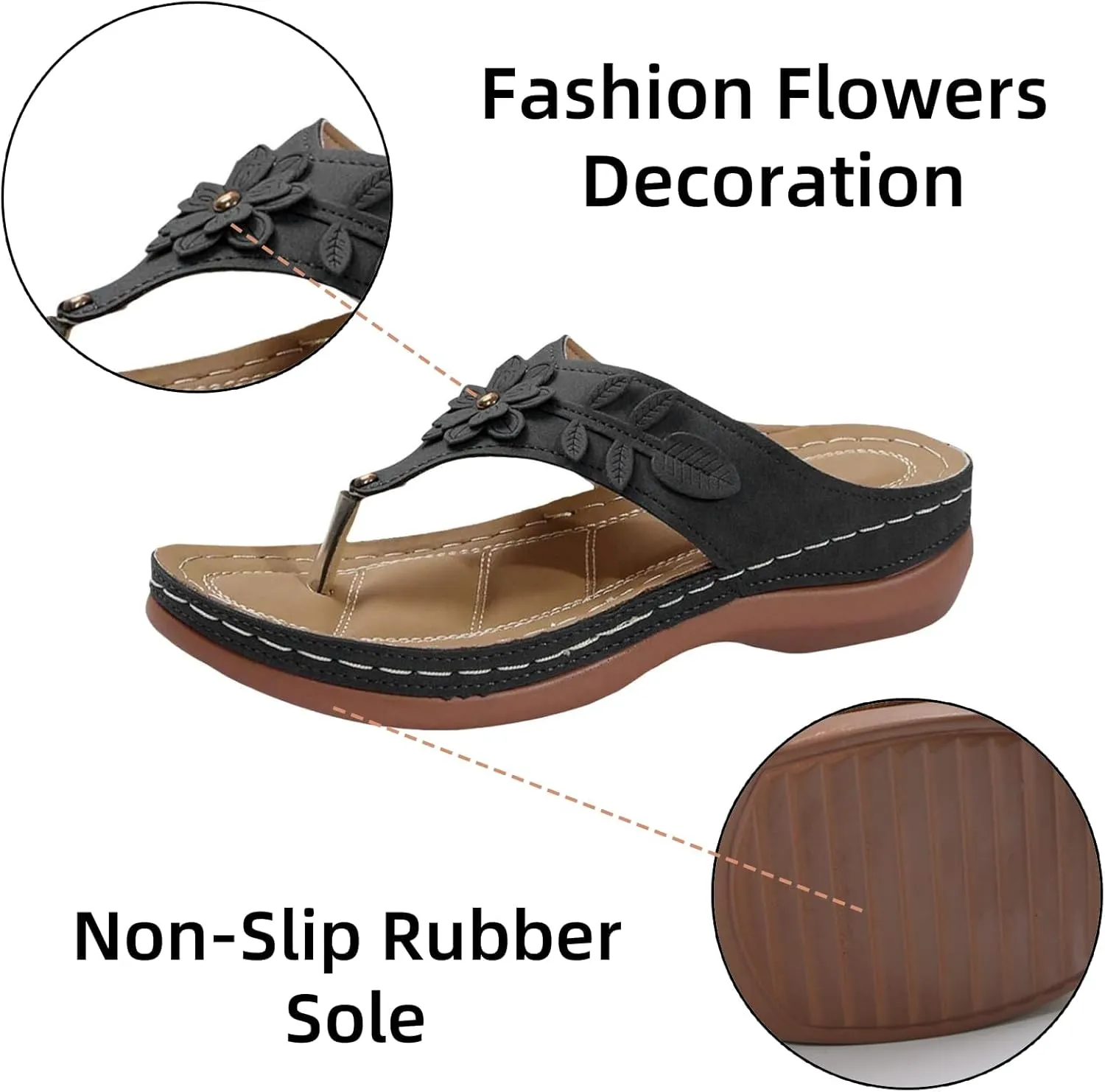 Womens Arch Support Soft Cushion Flip Flops Yoga Mat Comfortable Walking Thong Sandals Slip On Wedge Sandal Indoor Outdoor for Summer