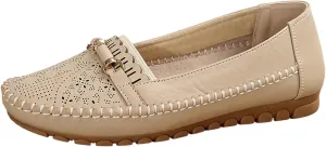Womens Ballet Flat Handmade Floral Hollow Round Toe Dress Shoes Casual Slip On Rope Loafer Flowers PU Leather Flats