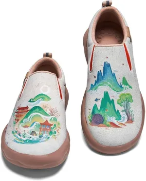 Women's Casual Loafers Landscape Painting Art Sneaker Lightweight Leather Slip-On Ladies Travel Shoes