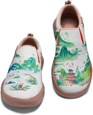 Women's Casual Loafers Landscape Painting Art Sneaker Lightweight Leather Slip-On Ladies Travel Shoes