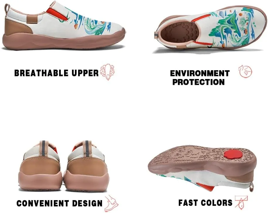 Women's Casual Loafers Landscape Painting Art Sneaker Lightweight Leather Slip-On Ladies Travel Shoes