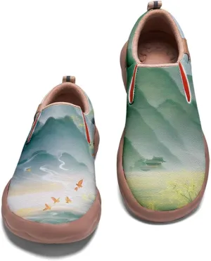 Women's Casual Loafers Landscape Painting Art Sneaker Lightweight Leather Slip-On Ladies Travel Shoes