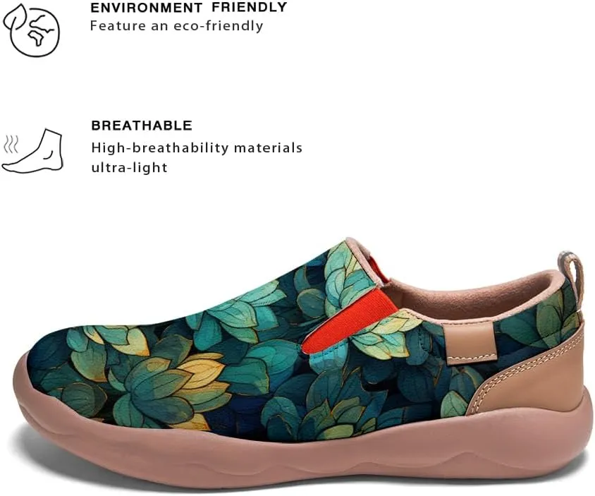 Women's Casual Loafers Slip On Microfiber Walking Travel Shoes Lightweight Comfort Fashion Sneaker Lotus Chinese Style