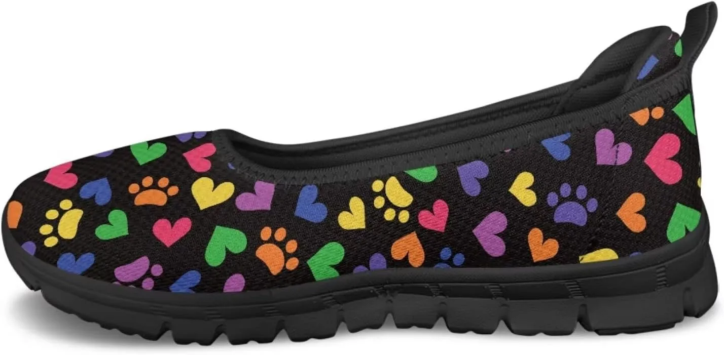 Women's Casual Shoes Floral Stylish Everyday Loafers Breathable Non Slip Work Shoes for Indoor Outdoor Size 6-11 Black Sole