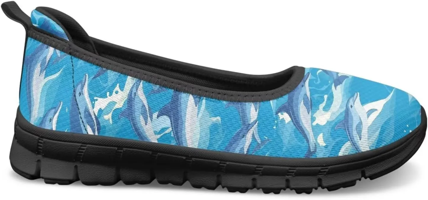 Women's Casual Shoes Floral Stylish Everyday Loafers Breathable Non Slip Work Shoes for Indoor Outdoor Size 6-11 Black Sole