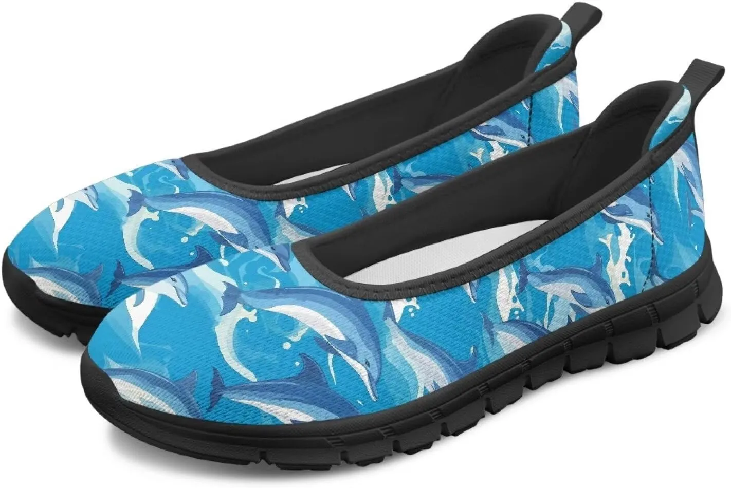 Women's Casual Shoes Floral Stylish Everyday Loafers Breathable Non Slip Work Shoes for Indoor Outdoor Size 6-11 Black Sole