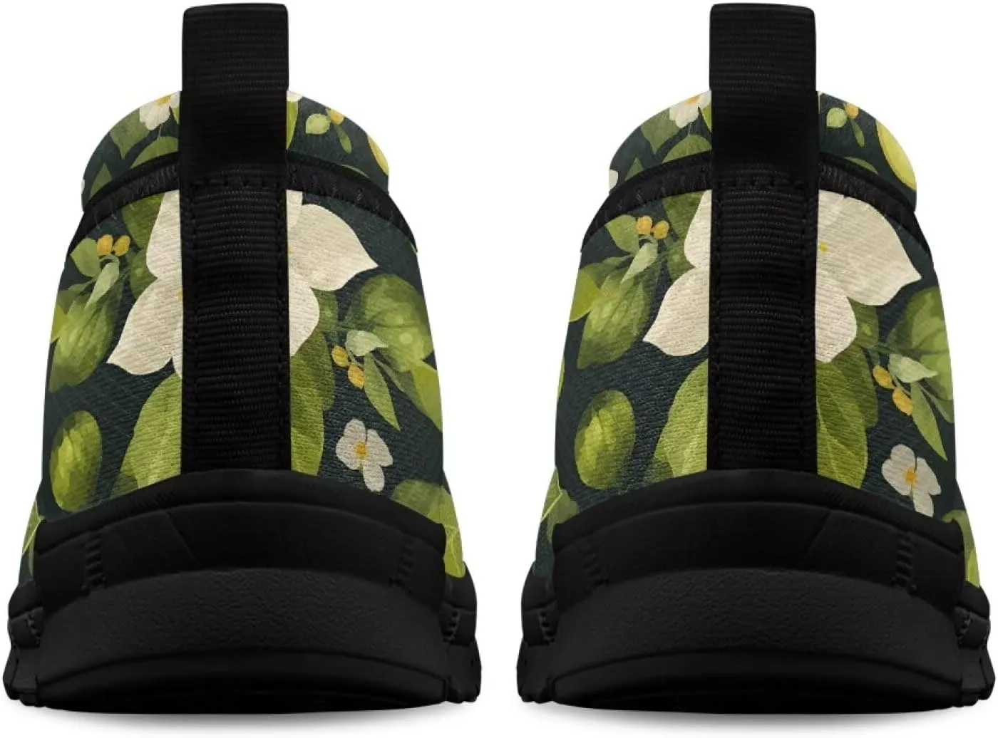 Women's Casual Shoes Floral Stylish Everyday Loafers Breathable Non Slip Work Shoes for Indoor Outdoor Size 6-11 Black Sole