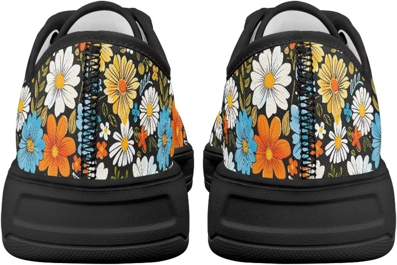Womens Classic Canvas Casual Shoes Breathable Soft Everyday Versatile Canvas Sneakers for Work Travel Size 6-13.5 Black Sole