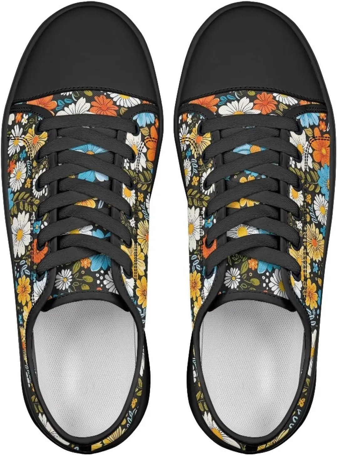 Womens Classic Canvas Casual Shoes Breathable Soft Everyday Versatile Canvas Sneakers for Work Travel Size 6-13.5 Black Sole