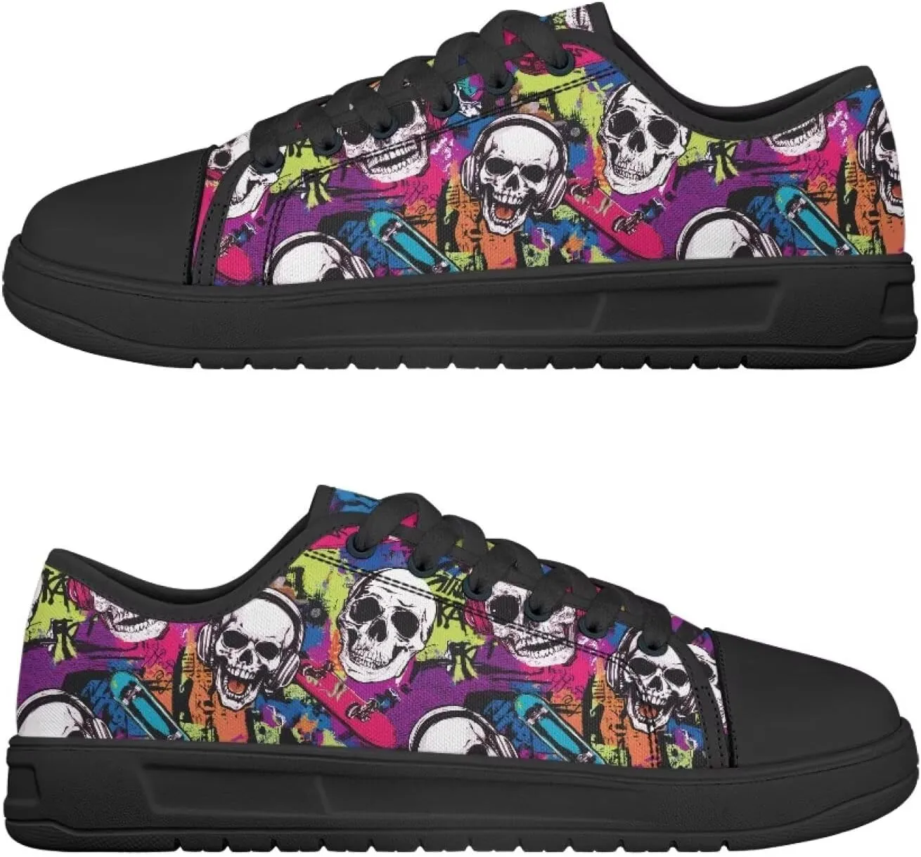 Womens Classic Canvas Casual Shoes Breathable Soft Everyday Versatile Canvas Sneakers for Work Travel Size 6-13.5 Black Sole