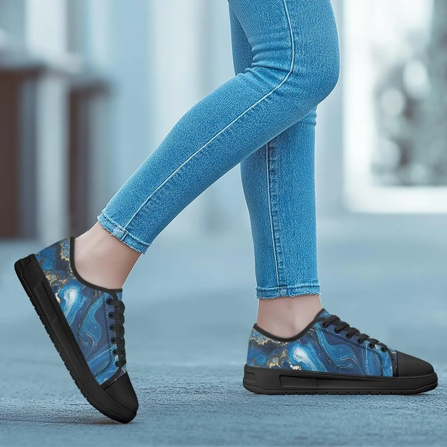 Womens Classic Canvas Casual Shoes Breathable Soft Everyday Versatile Canvas Sneakers for Work Travel Size 6-13.5 Black Sole
