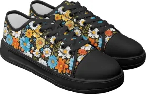 Womens Classic Canvas Casual Shoes Breathable Soft Everyday Versatile Canvas Sneakers for Work Travel Size 6-13.5 Black Sole