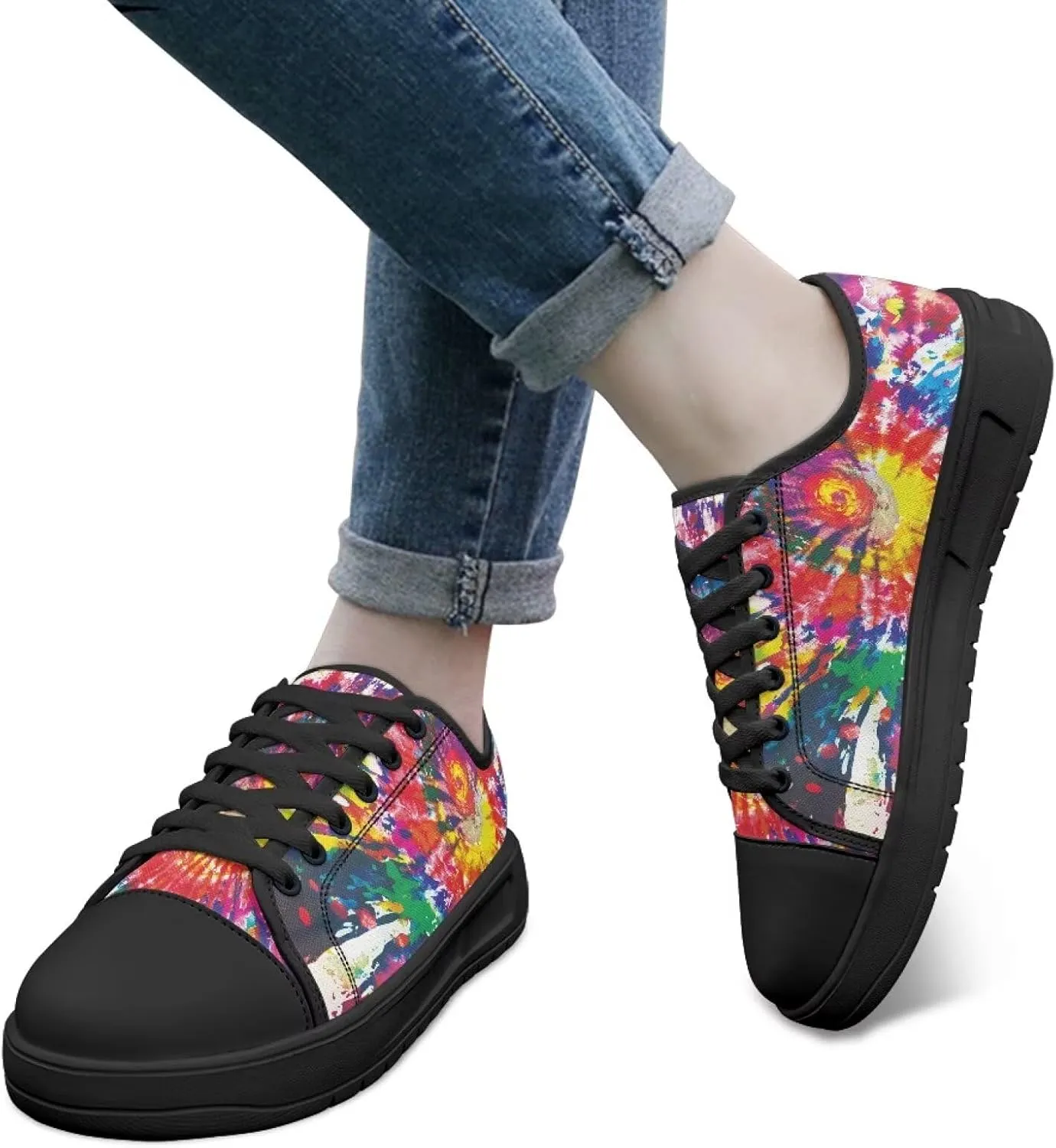 Womens Classic Canvas Casual Shoes Breathable Soft Everyday Versatile Canvas Sneakers for Work Travel Size 6-13.5 Black Sole