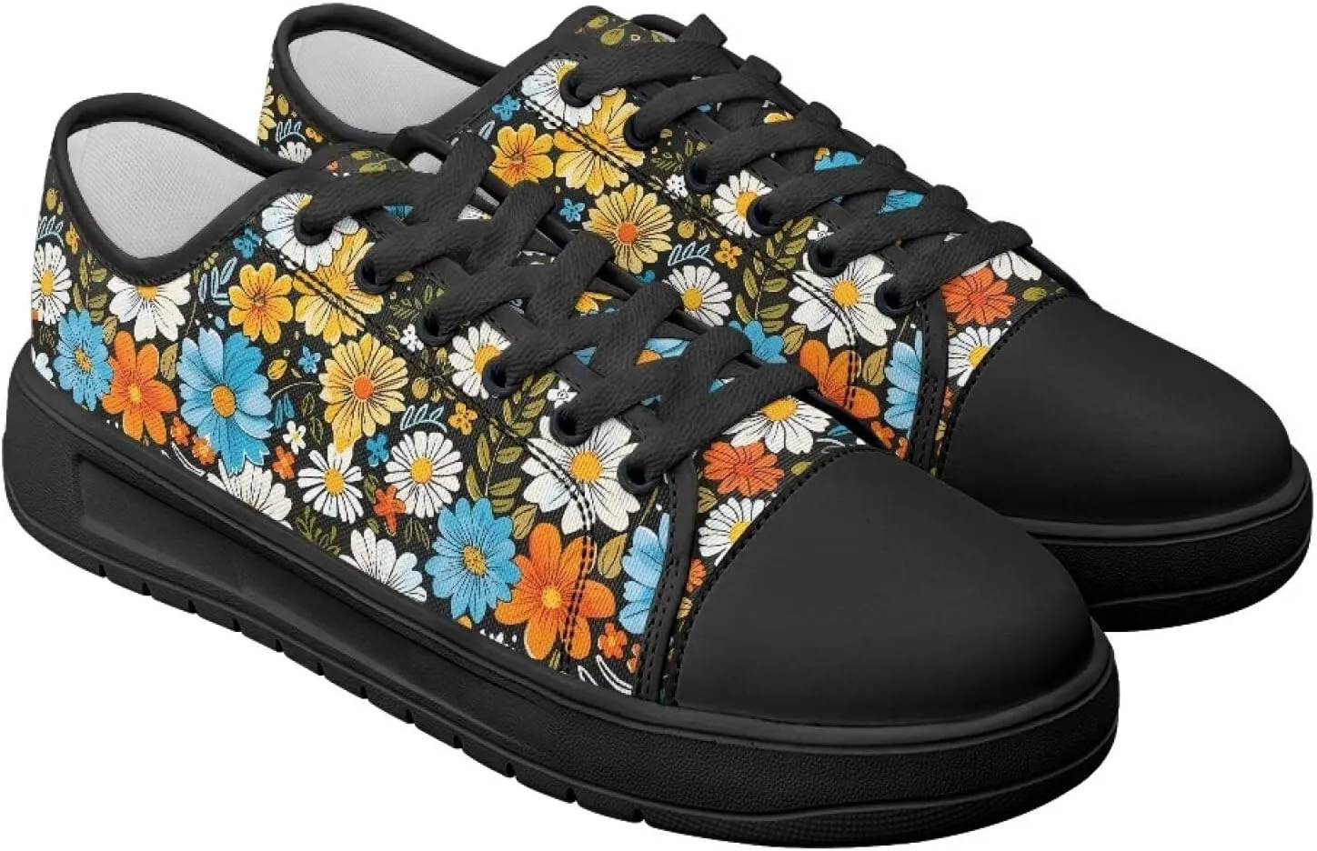 Womens Classic Canvas Casual Shoes Breathable Soft Everyday Versatile Canvas Sneakers for Work Travel Size 6-13.5 Black Sole