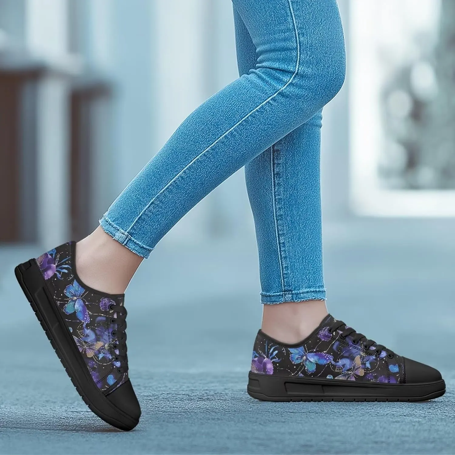 Womens Classic Canvas Casual Shoes Breathable Soft Everyday Versatile Canvas Sneakers for Work Travel Size 6-13.5 Black Sole