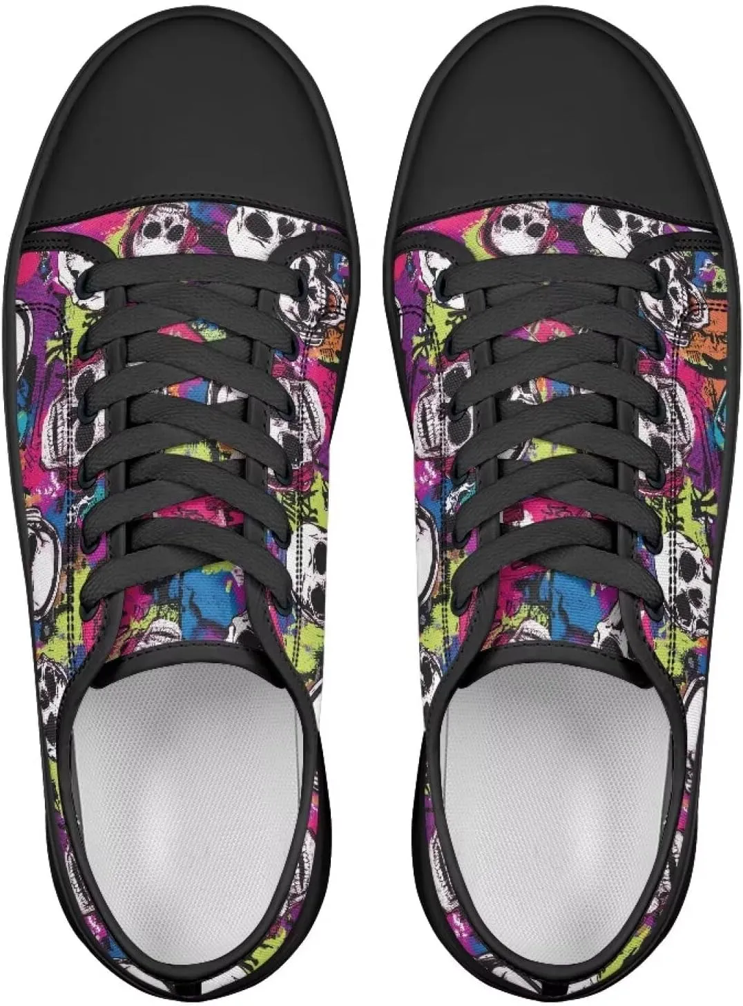 Womens Classic Canvas Casual Shoes Breathable Soft Everyday Versatile Canvas Sneakers for Work Travel Size 6-13.5 Black Sole