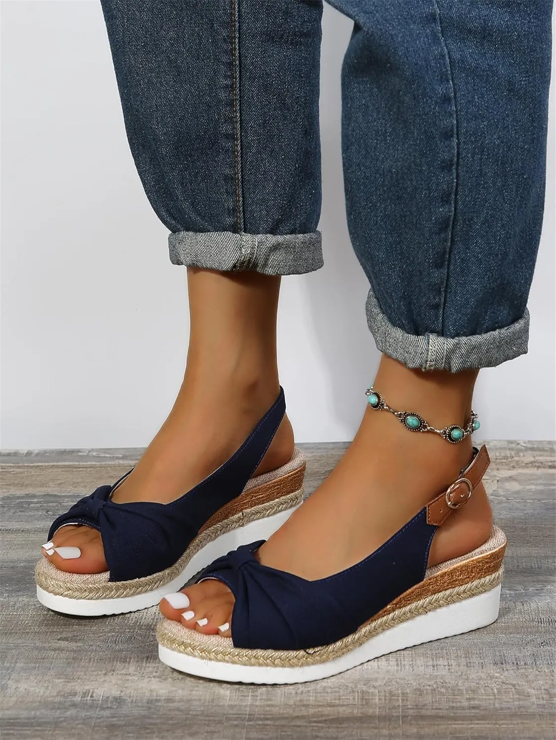 Womens Espadrille Wedge Sandals Open Toe Platform Criss Cross Canvas Strap Sandal Platform Buckle Elegant Shoes