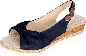 Womens Espadrille Wedge Sandals Open Toe Platform Criss Cross Canvas Strap Sandal Platform Buckle Elegant Shoes