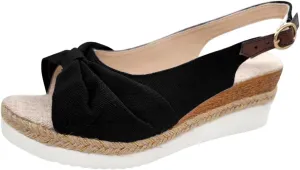 Womens Espadrille Wedge Sandals Open Toe Platform Criss Cross Canvas Strap Sandal Platform Buckle Elegant Shoes