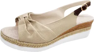 Womens Espadrille Wedge Sandals Open Toe Platform Criss Cross Canvas Strap Sandal Platform Buckle Elegant Shoes