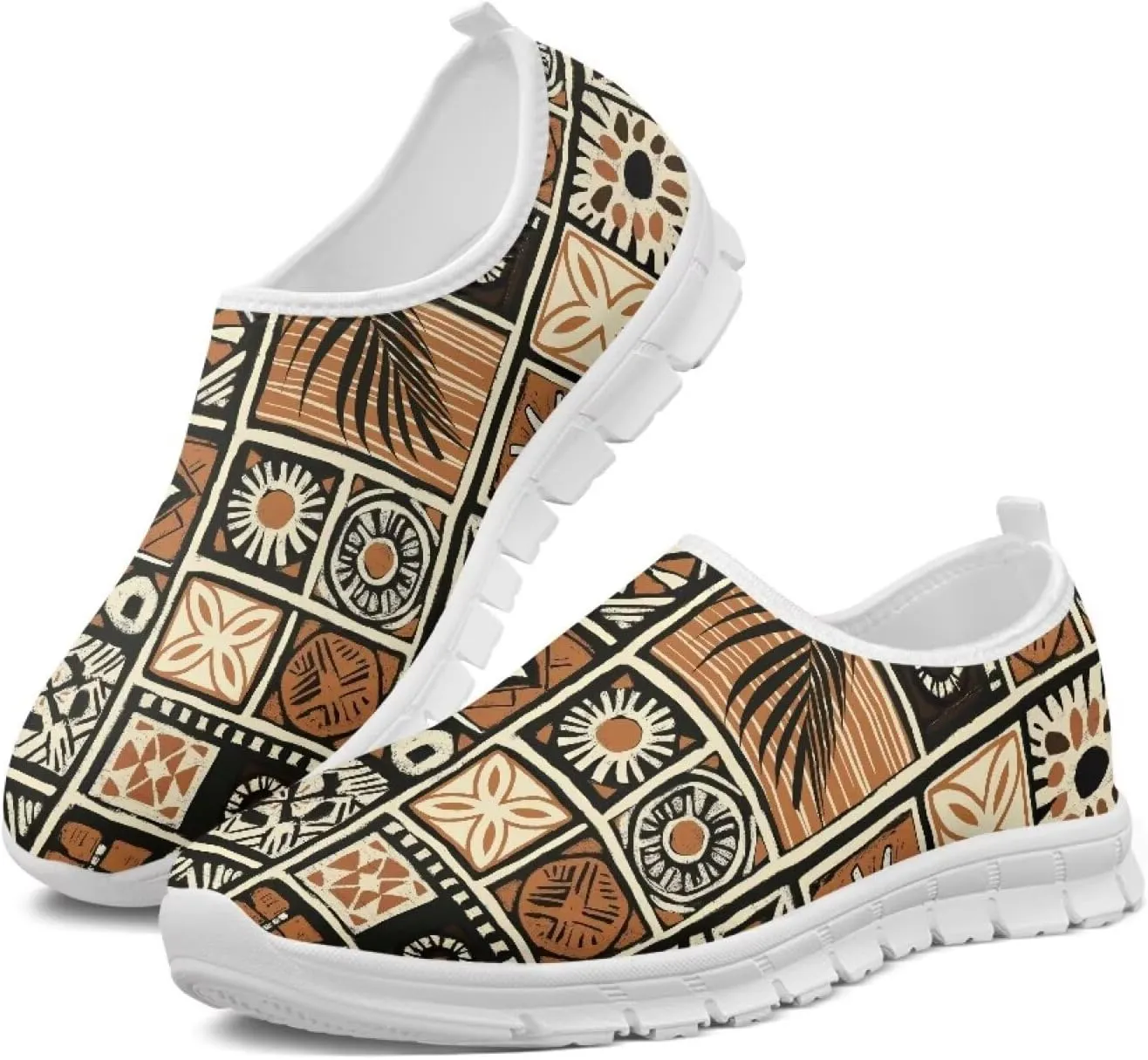 Women's Fashion Casual Sports Shoes Low Top Laceless Slip-On Sneakers Printed Low Top Loafers White Sole US Size 5.5-11.5