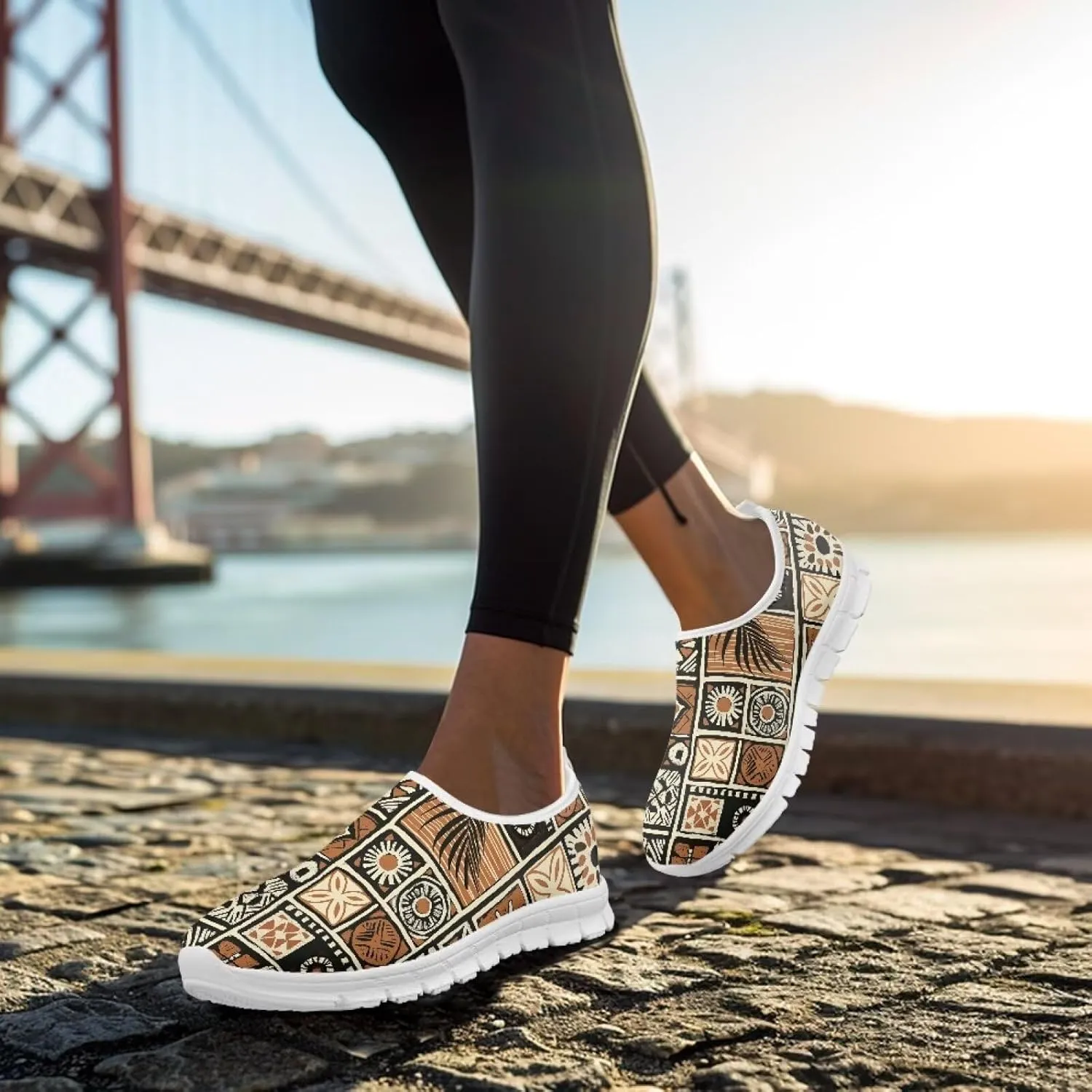 Women's Fashion Casual Sports Shoes Low Top Laceless Slip-On Sneakers Printed Low Top Loafers White Sole US Size 5.5-11.5