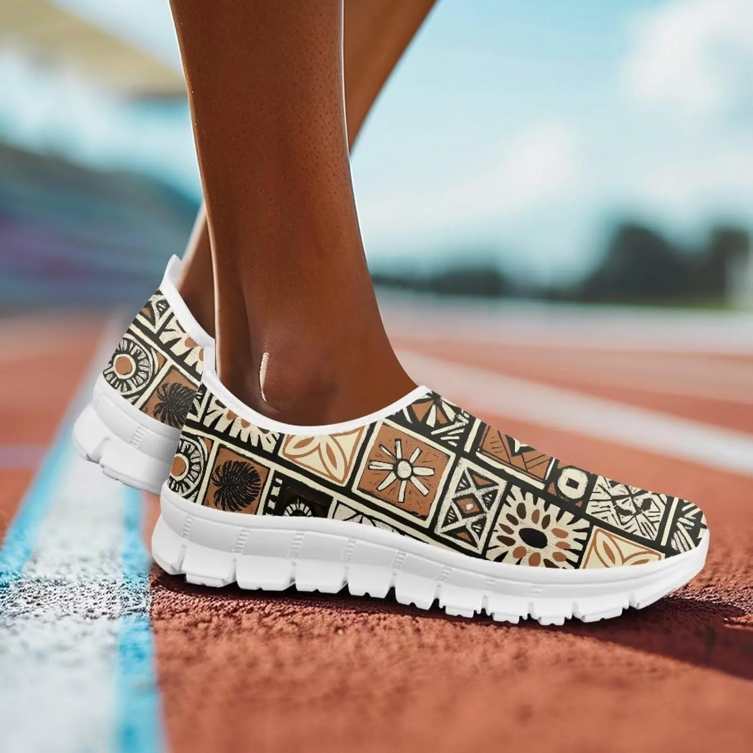 Women's Fashion Casual Sports Shoes Low Top Laceless Slip-On Sneakers Printed Low Top Loafers White Sole US Size 5.5-11.5