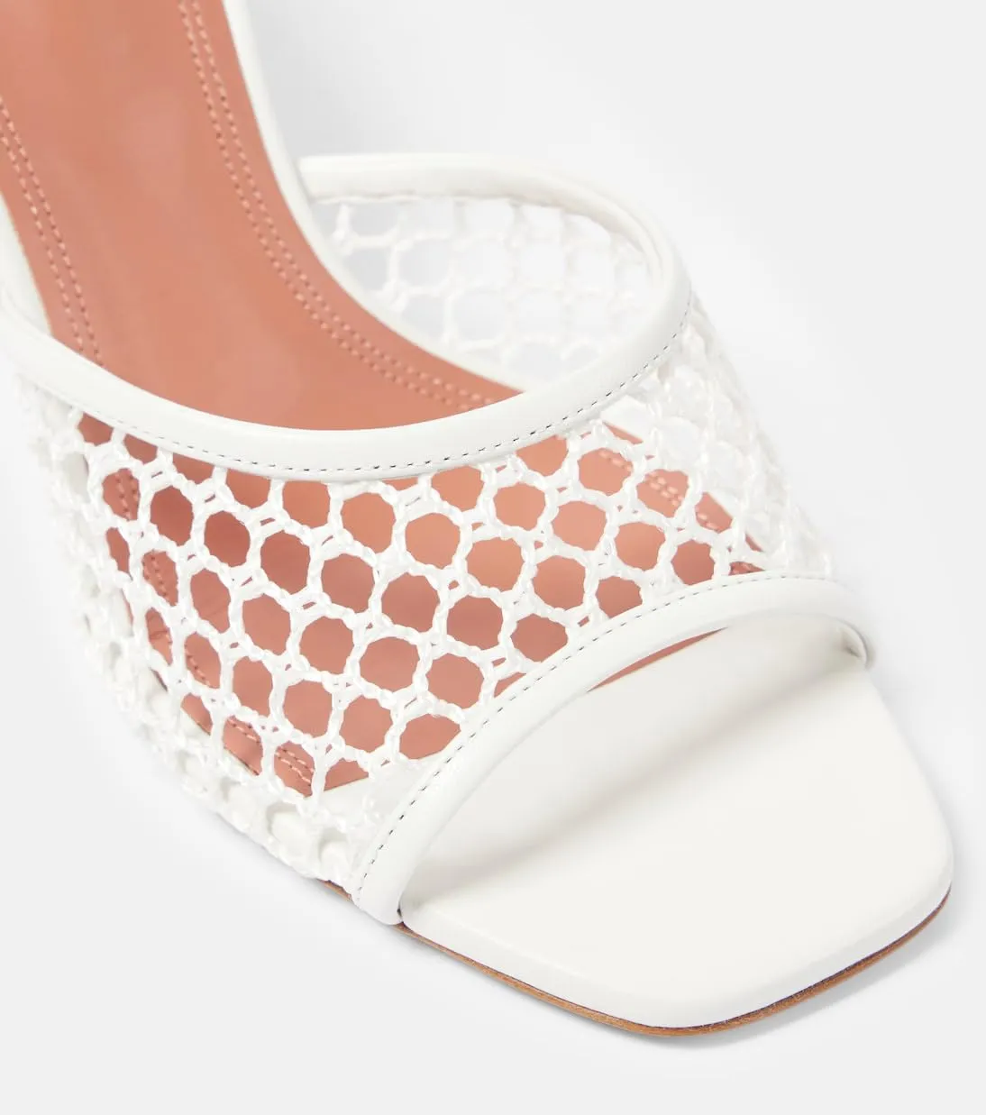 Women's Fishnet Mules Kitten Heel Sandals Mesh Square Toe High Heels Dress Party Stylish Slides For Summer