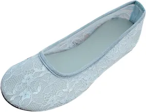 Womens Flats Cut Out Round Toe Slip On Floral Ballet Flat Comfortable Breathable Lace Flats Dressy Daily Walking Shoes