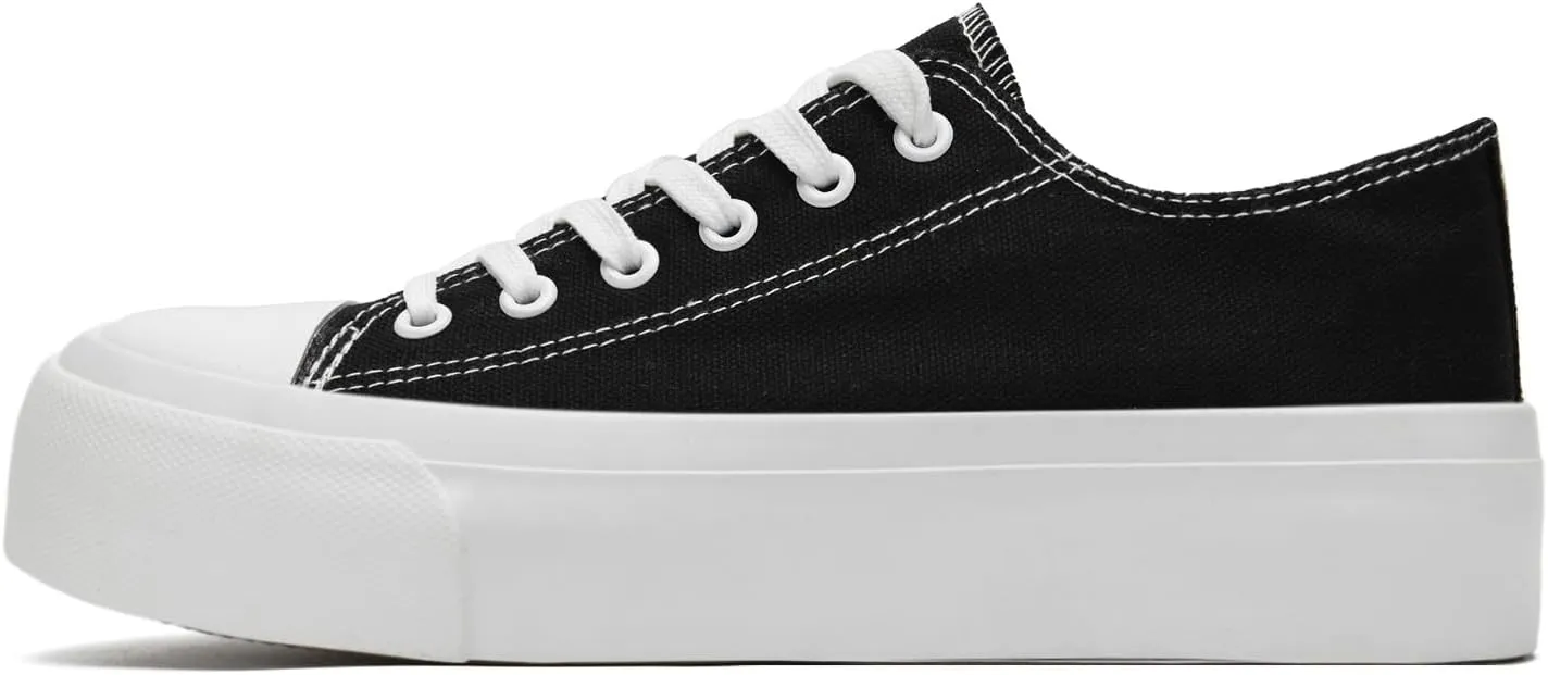 Womens Mens Platform Canvas Sneakers Unisex Classic Casual Shoes Tennis Comfortable Fashion Sneakers Lace-Up