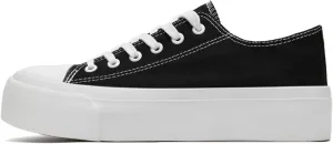 Womens Mens Platform Canvas Sneakers Unisex Classic Casual Shoes Tennis Comfortable Fashion Sneakers Lace-Up