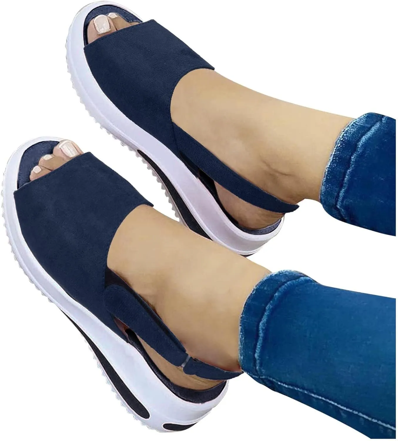 Women's Platform Sandals 2024 Comfy Ladies Casual Wedge Sandal Peep Toe Summer Beach Buckle Strap Travel Shoes