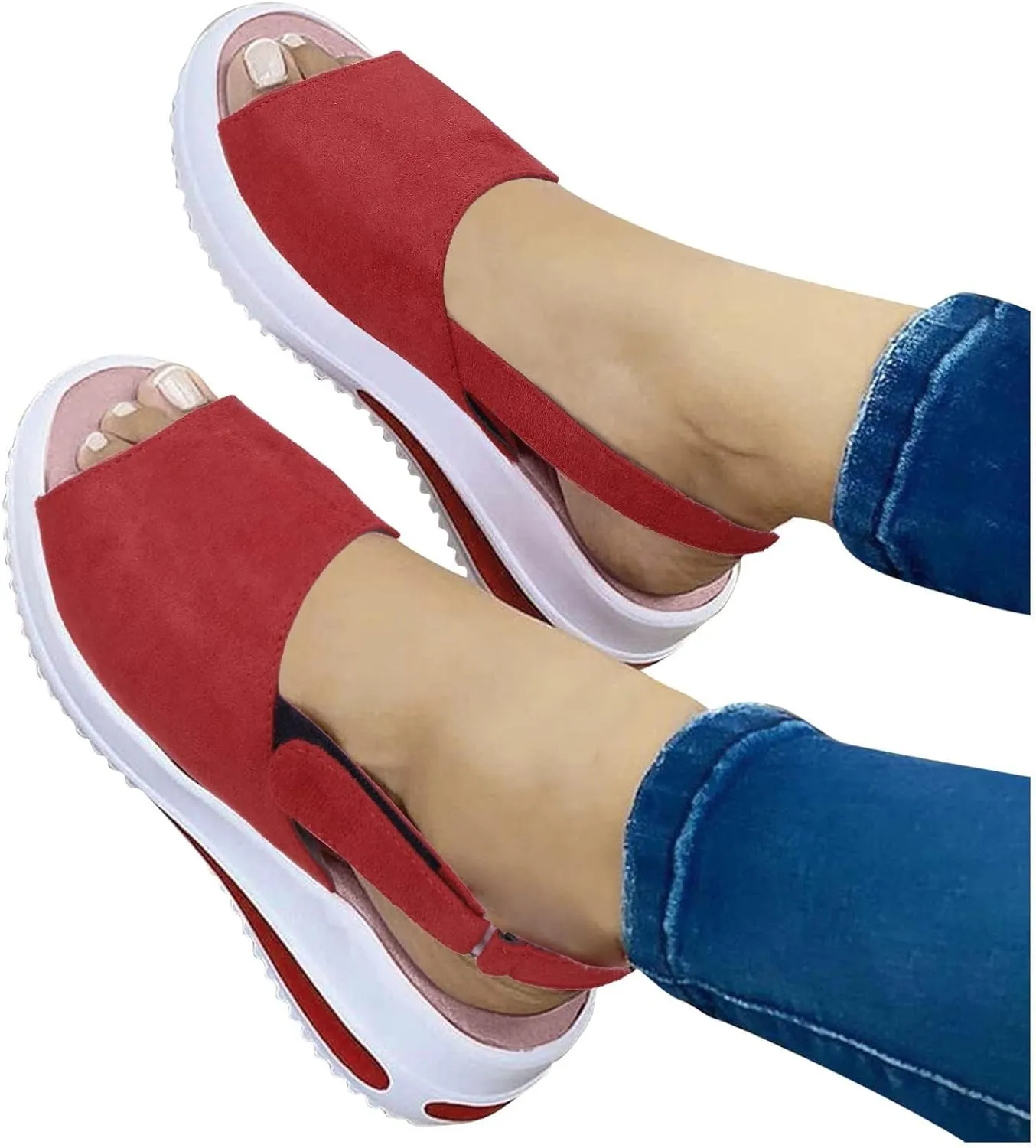 Women's Platform Sandals 2024 Comfy Ladies Casual Wedge Sandal Peep Toe Summer Beach Buckle Strap Travel Shoes