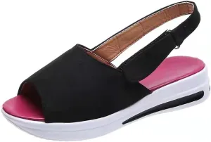 Women's Platform Sandals 2024 Comfy Ladies Casual Wedge Sandal Peep Toe Summer Beach Buckle Strap Travel Shoes