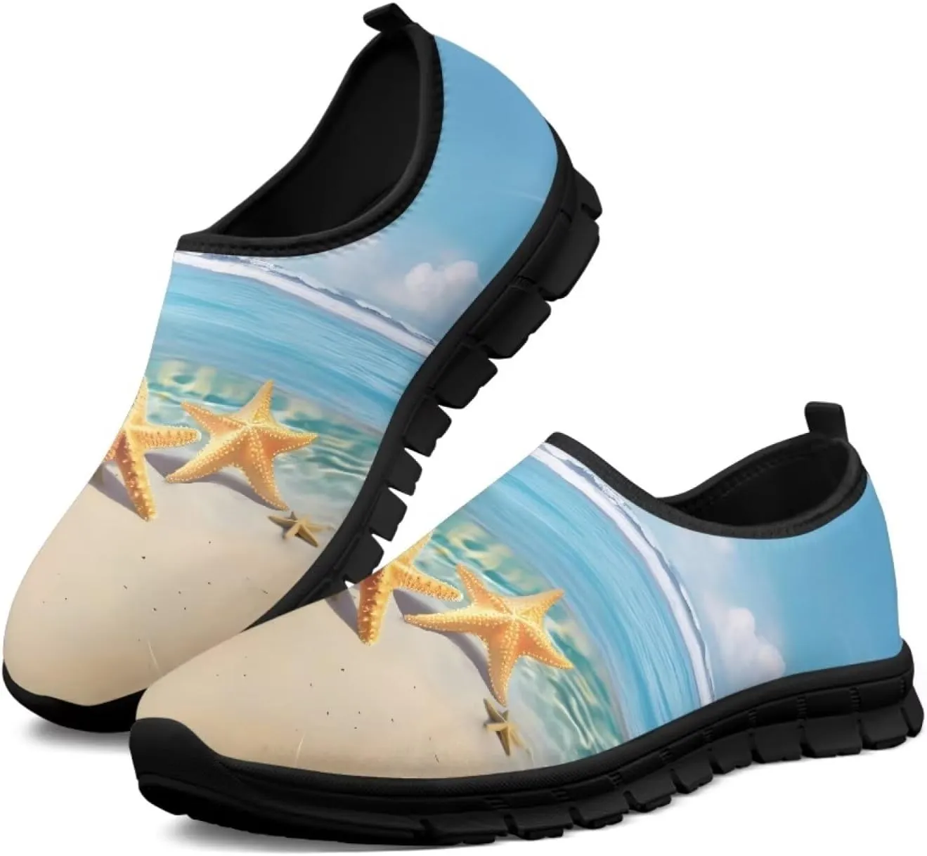 Women's Printed Travel Shoes Slip On Casual Loafers Lightweight Comfort Fashion Sneaker Low-Cut Casual Shoes Black