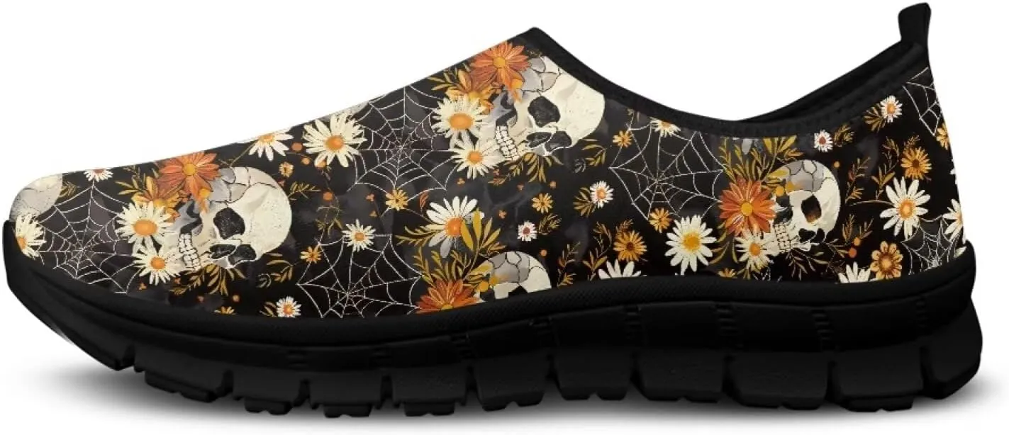 Women's Printed Travel Shoes Slip On Casual Loafers Lightweight Comfort Fashion Sneaker Low-Cut Casual Shoes Black