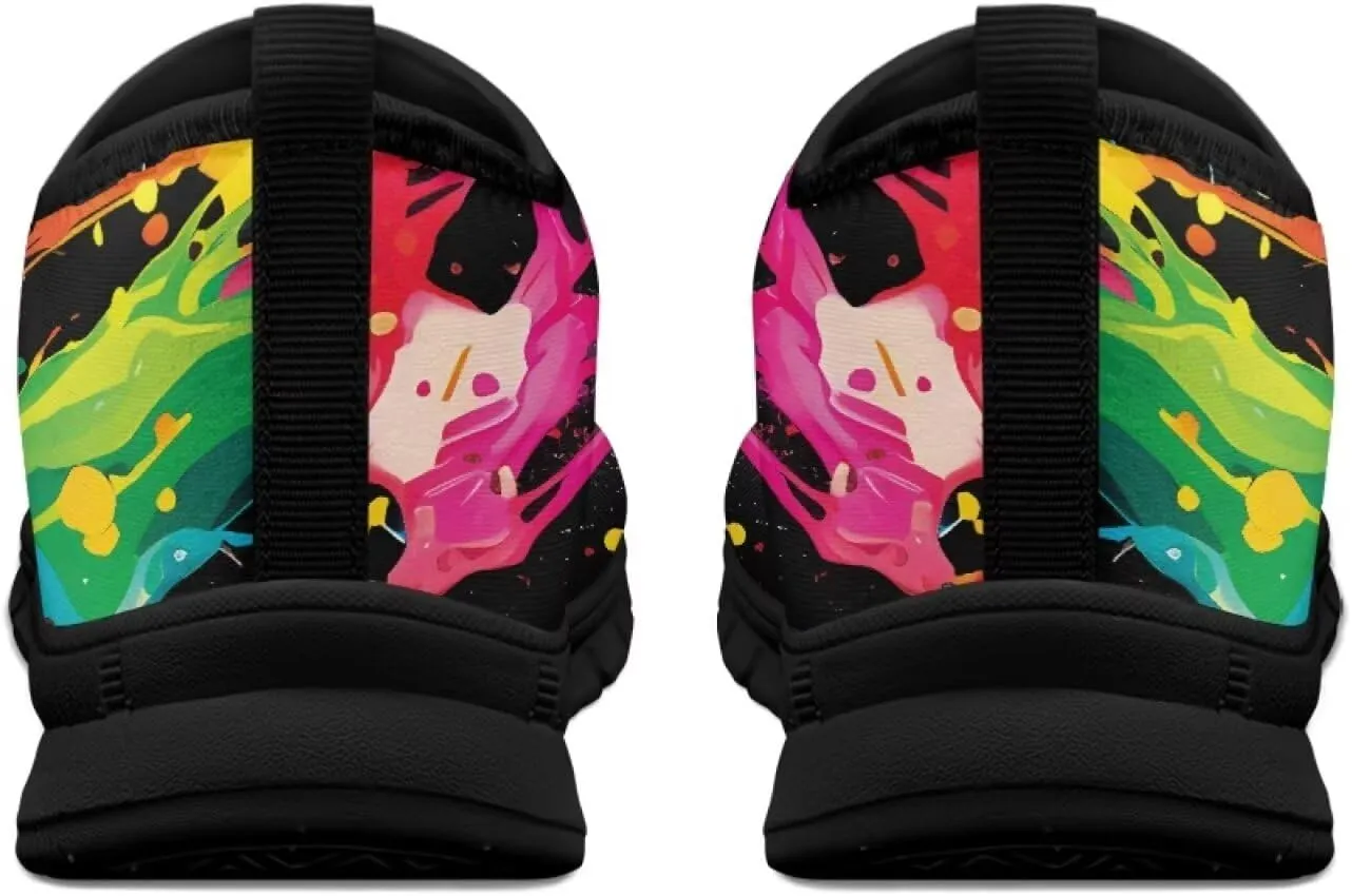 Women's Printed Travel Shoes Slip On Casual Loafers Lightweight Comfort Fashion Sneaker Low-Cut Casual Shoes Black