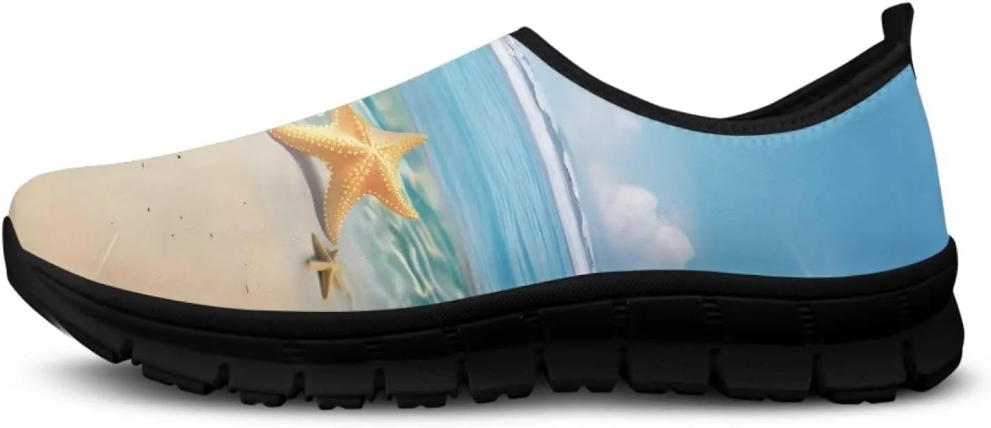 Women's Printed Travel Shoes Slip On Casual Loafers Lightweight Comfort Fashion Sneaker Low-Cut Casual Shoes Black
