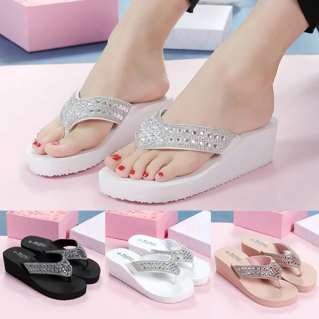 Womens Sandals Comfortable Dressy Platform Sandals Clip Toe Flip Flops Casual Slip On Summer Shoes Beach Sandals