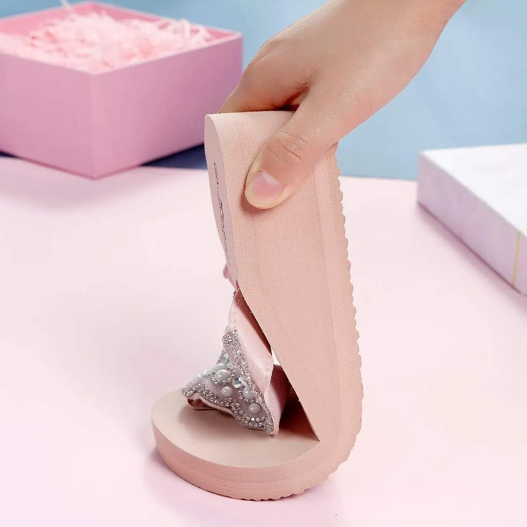 Womens Sandals Comfortable Dressy Platform Sandals Clip Toe Flip Flops Casual Slip On Summer Shoes Beach Sandals