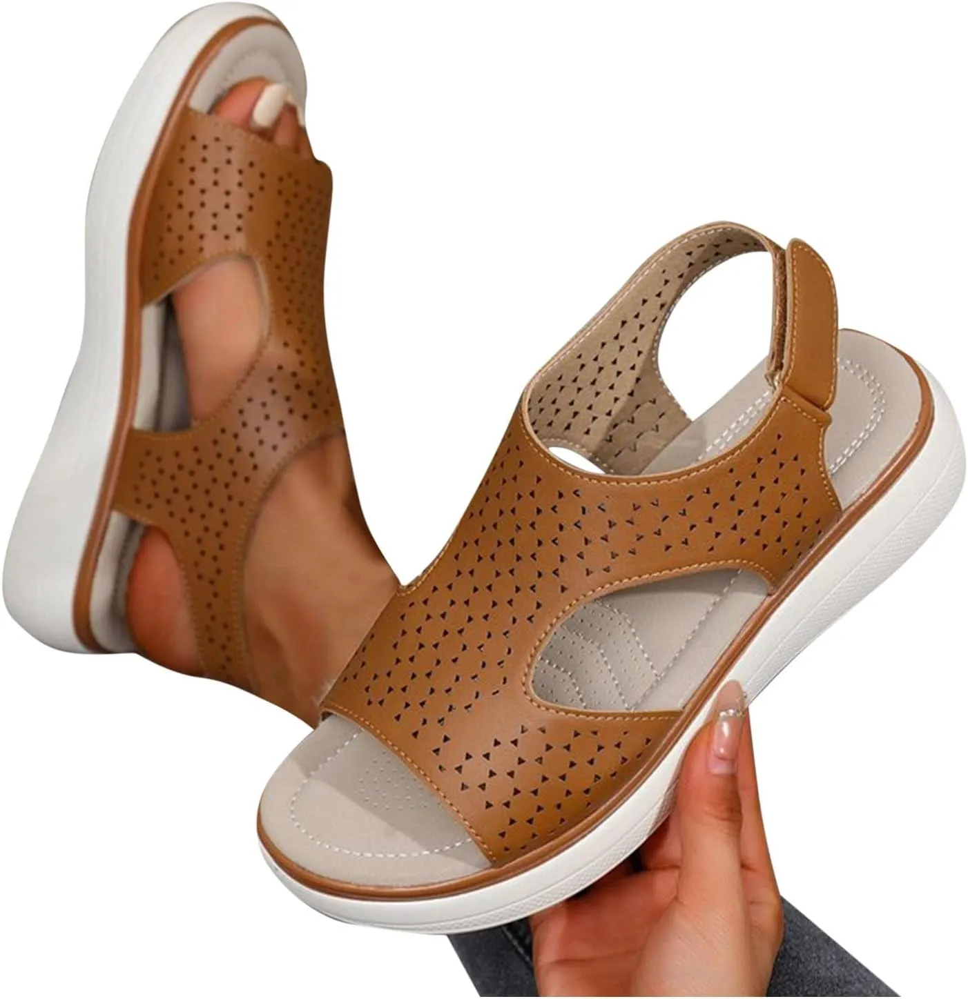Womens Sandals Summer Platform Sandals for Women Arch Support Beach Sandals Lightweight Comfortable Walking Sandals