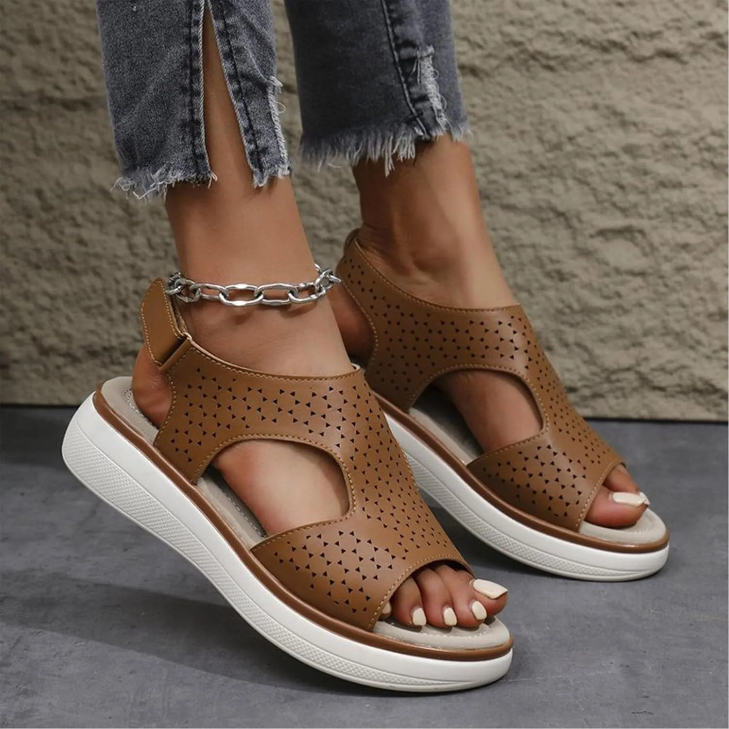 Womens Sandals Summer Platform Sandals for Women Arch Support Beach Sandals Lightweight Comfortable Walking Sandals