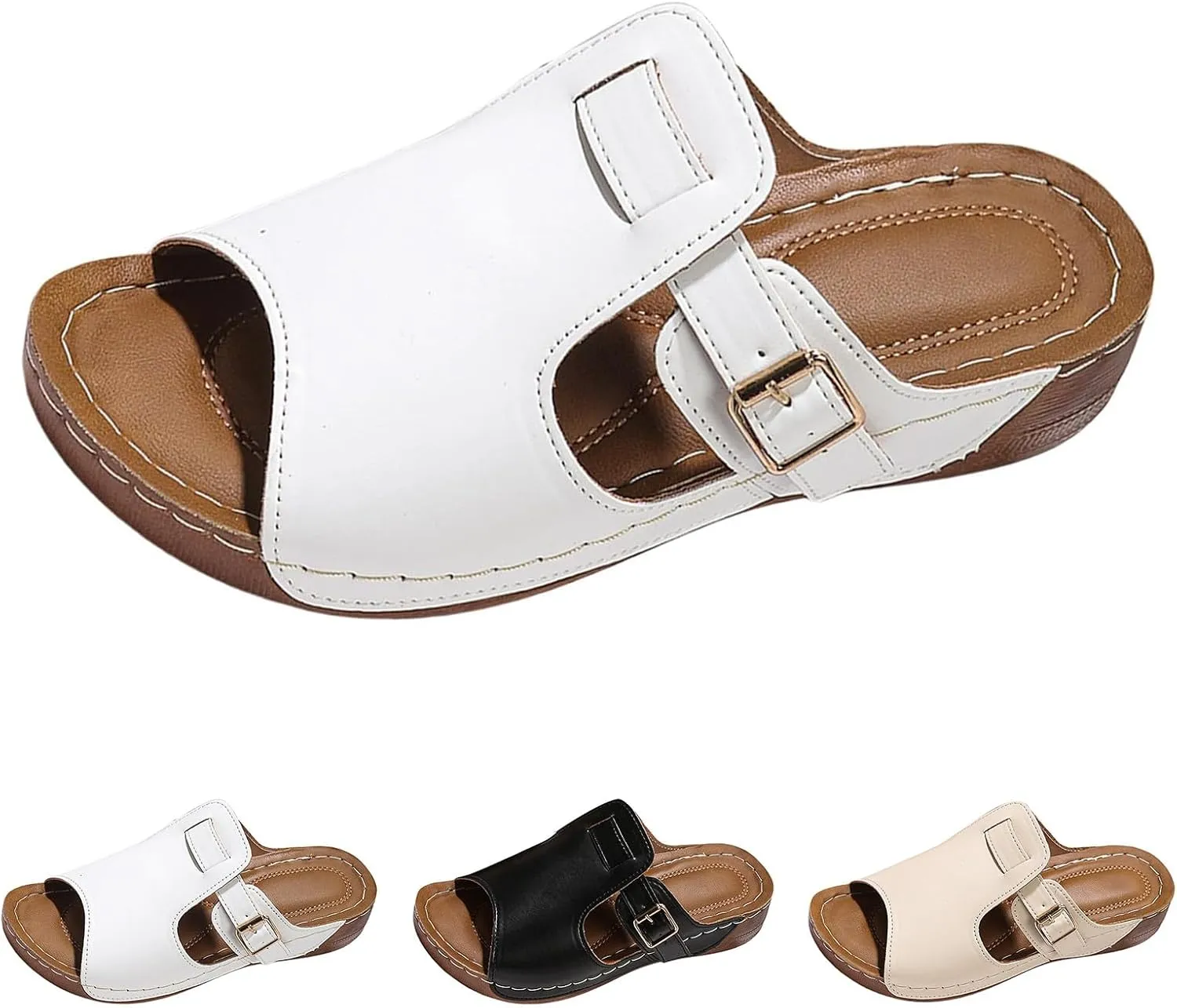 Womens Sandals Wedge Comfortable Orthopedic Wedge Summer Beach Platform Shoes Ladies Lightweight Athletic Yoga Mat Slides Sandals for Plantar Fasciitis Arch Support