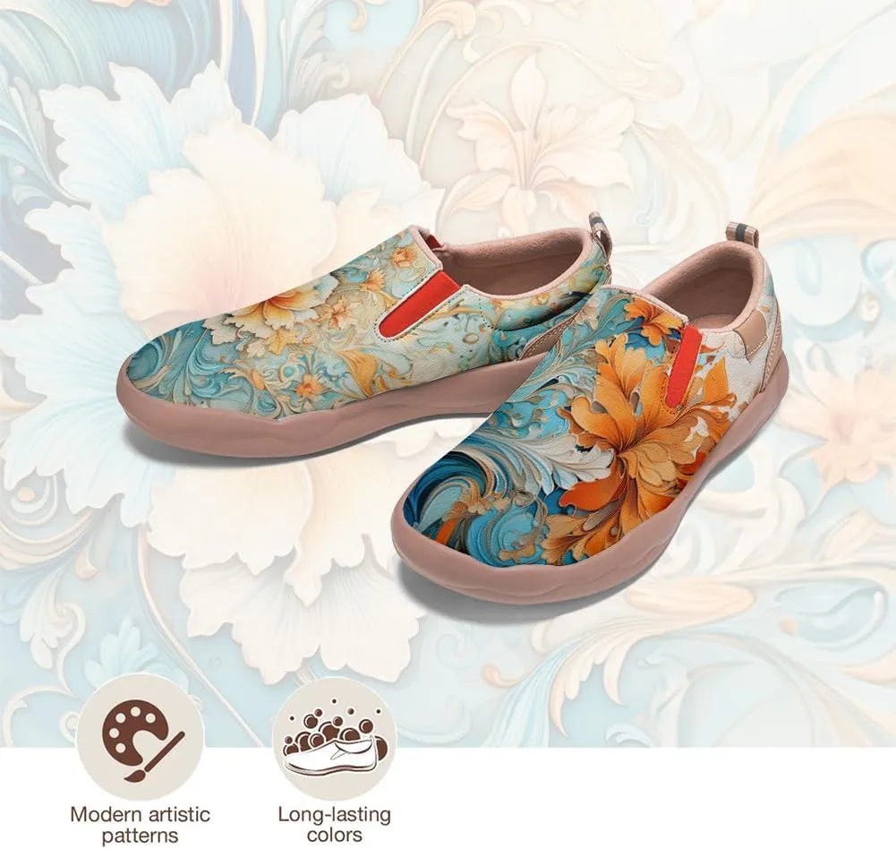 Women's Shoes Art Painted Casual Slip On Loafers Round Toe Lightweight Comfort Fashion Travel Sneakers Classical Floral Pattern