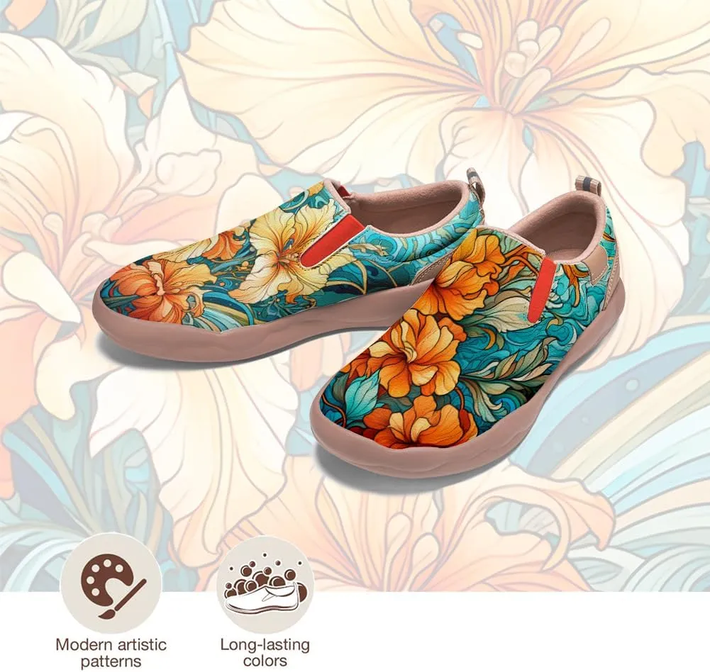 Women's Shoes Art Painted Casual Slip On Loafers Round Toe Lightweight Comfort Fashion Travel Sneakers Classical Floral Pattern