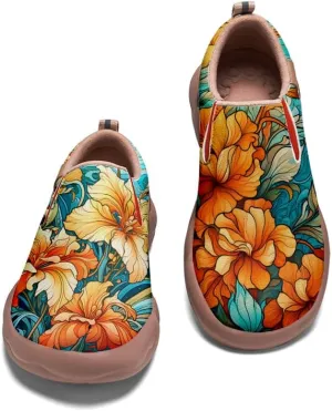 Women's Shoes Art Painted Casual Slip On Loafers Round Toe Lightweight Comfort Fashion Travel Sneakers Classical Floral Pattern