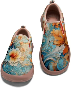 Women's Shoes Art Painted Casual Slip On Loafers Round Toe Lightweight Comfort Fashion Travel Sneakers Classical Floral Pattern
