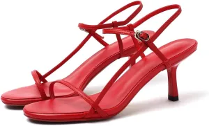 Women's Slingback Heeled Sandals Open Square Toe Strappy Kitten Heel Ankle Strap Stiletto High Heels Dressy Shoes