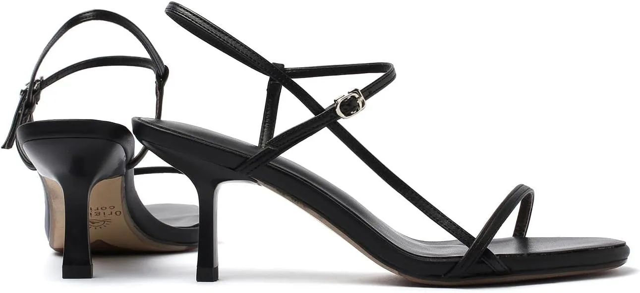 Women's Slingback Heeled Sandals Open Square Toe Strappy Kitten Heel Ankle Strap Stiletto High Heels Dressy Shoes